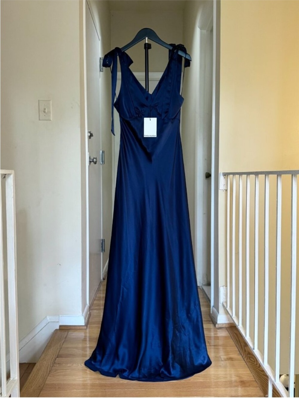 NWT Reformation Pernille Silk Maxi Dress Navy Blue Small - Picture 9 of 17